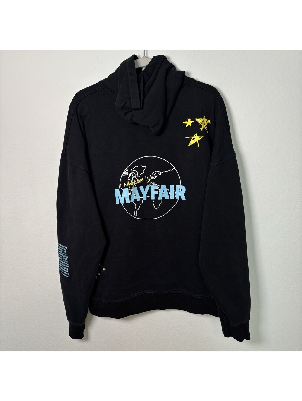 Mayfair The Label ‘Meet Me In Mayfair’ Black Hoodie One Size Plus Comfy Cozy GUC - Picture 2 of 7
